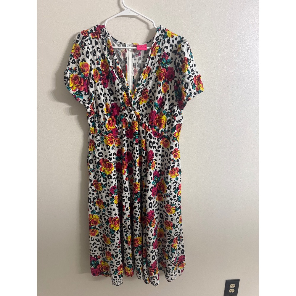 Torrid Betsey Johnson Leopard Floral High Low Midi Dress  Plus Size 2X
